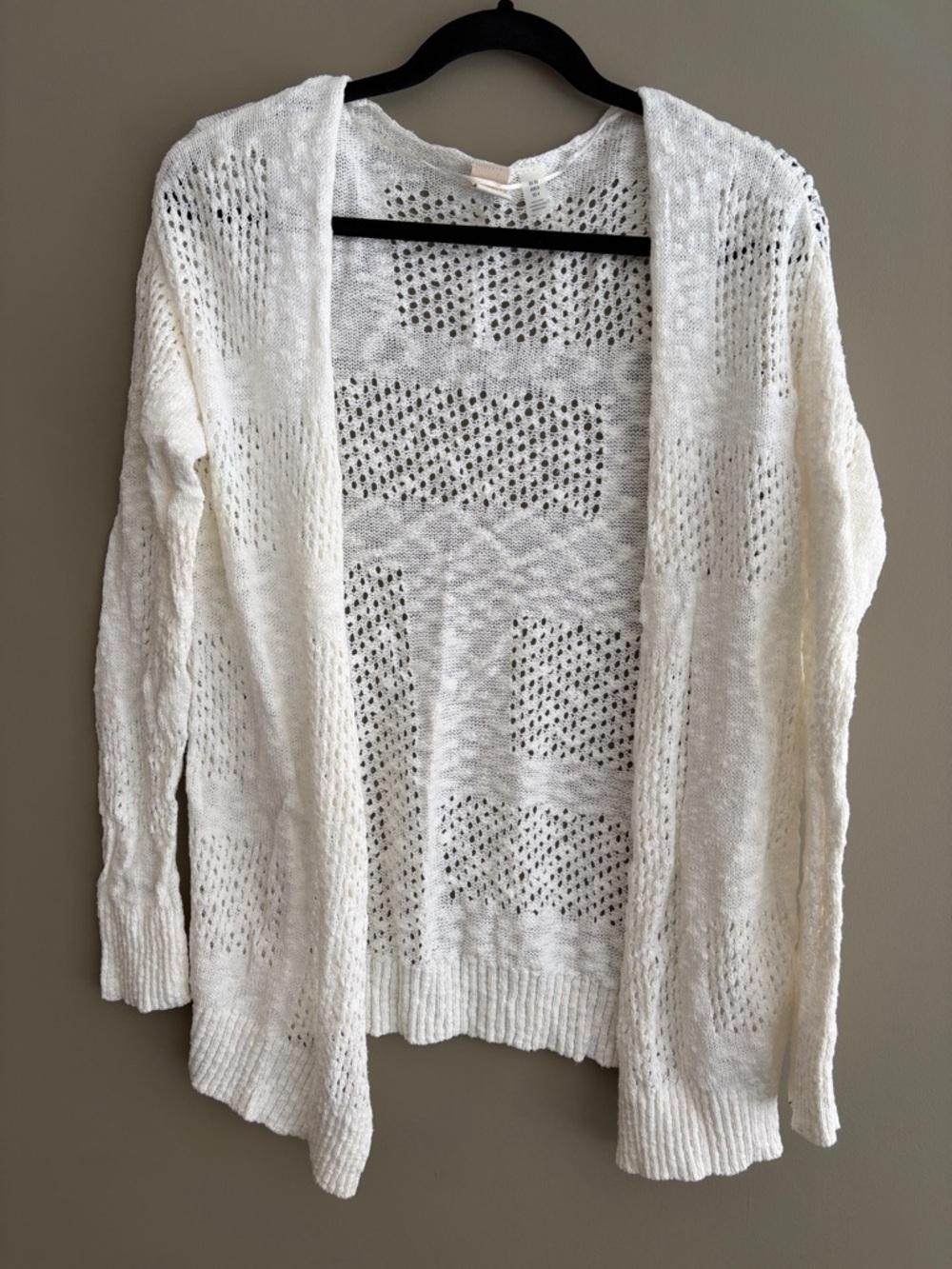 Roxy Cream Open-Knit Cardigan Sweater